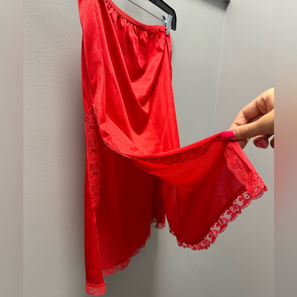 Vintage Red Slit Slip Skirt